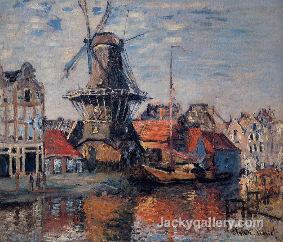 Windmill on the Onbekende Canal, Amsterdam by Claude Monet paintings reproduction